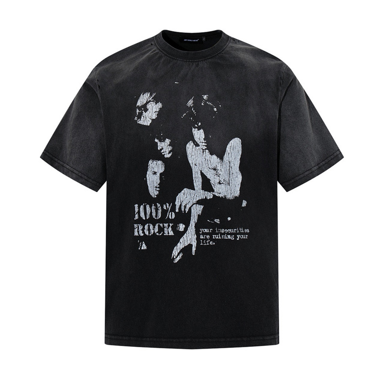 VINTAGE ストリート 100%ROCKプリントTシャツ T2080