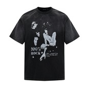 VINTAGE ストリート 100%ROCKプリントTシャツ T2080