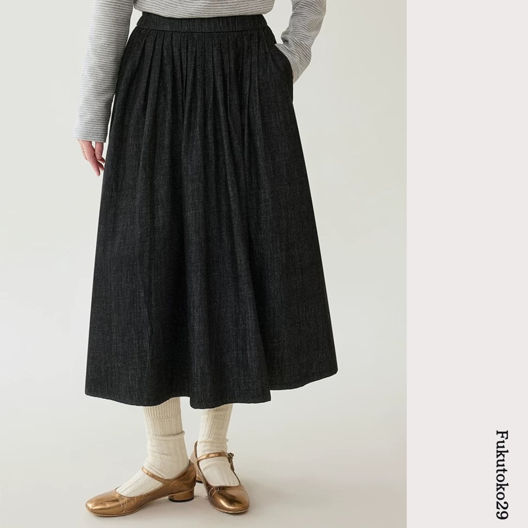 デニムギャザースカート F3956