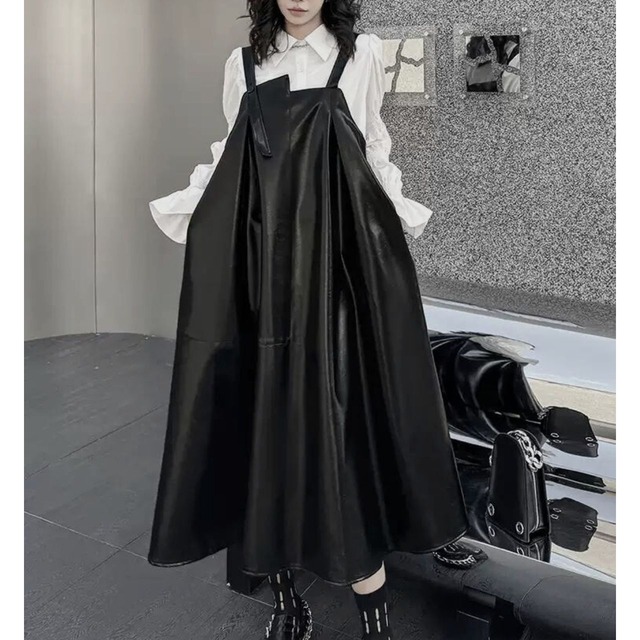 PU leather mid-length skirt C0441