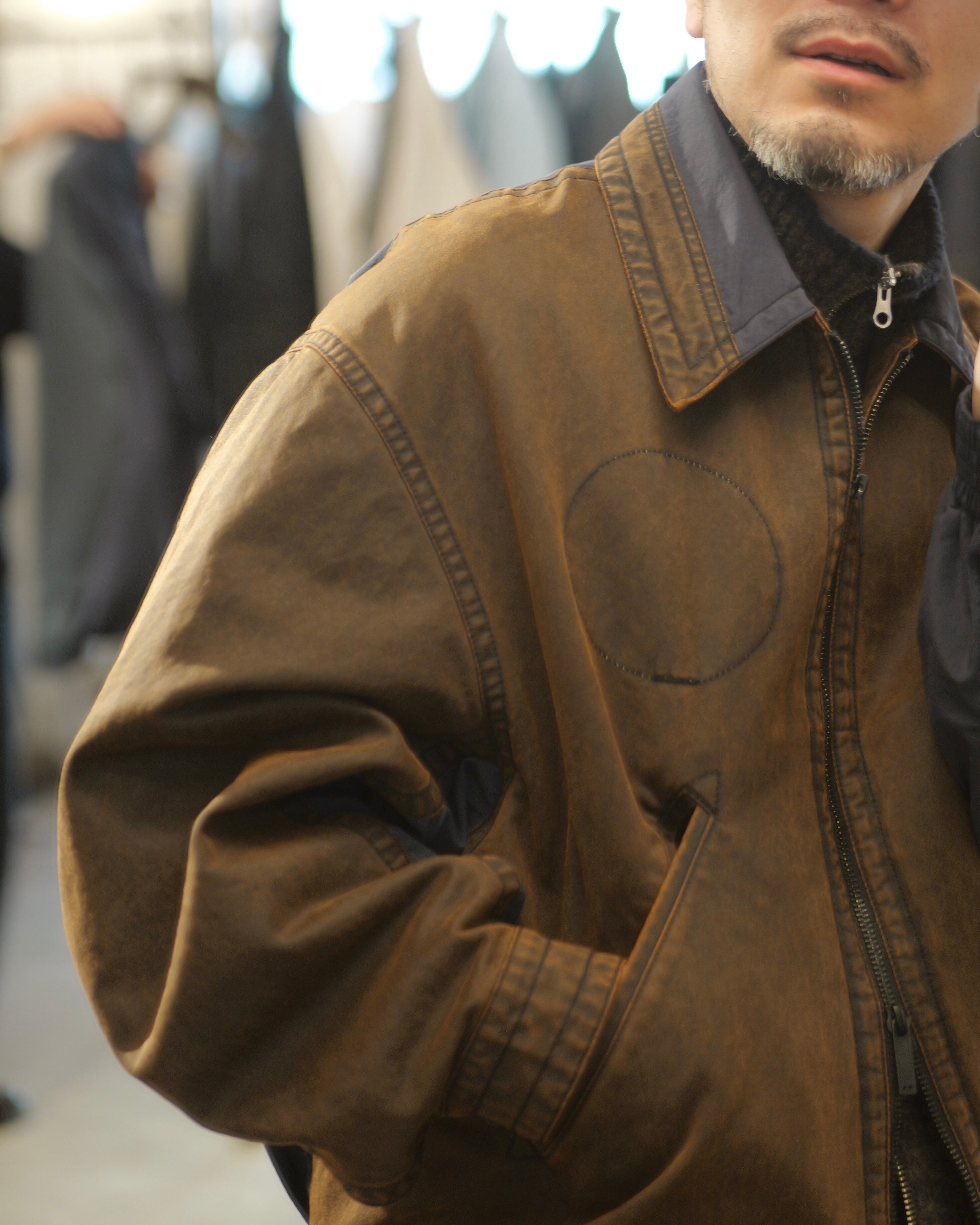 i'm here : - “DOCKING” JACKET ：Brown｜異素材ドッキング／顔料