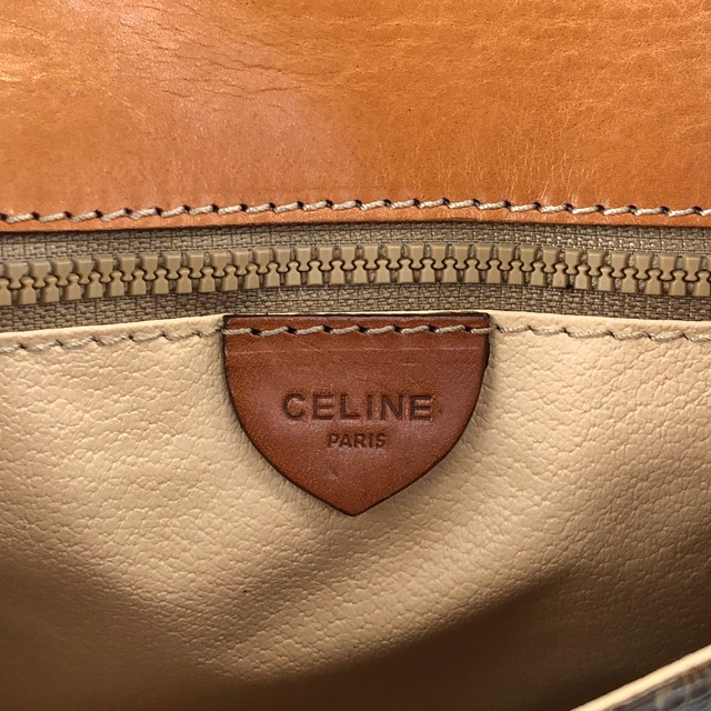 CELINE セリーヌ マカダム ショルダーバッグ ブラウン ブラゾン型押し PVC vintage ヴィンテージ オールド bgeuwn