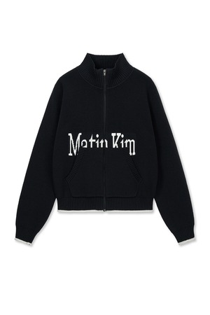 [Matin Kim] MATIN KIM SPELL POINT KNIT ZIP UP IN BLACK 正規品 韓国ブランド 韓国通販 韓国代行 韓国ファッション マーティンキム matinkim 日本 店舗