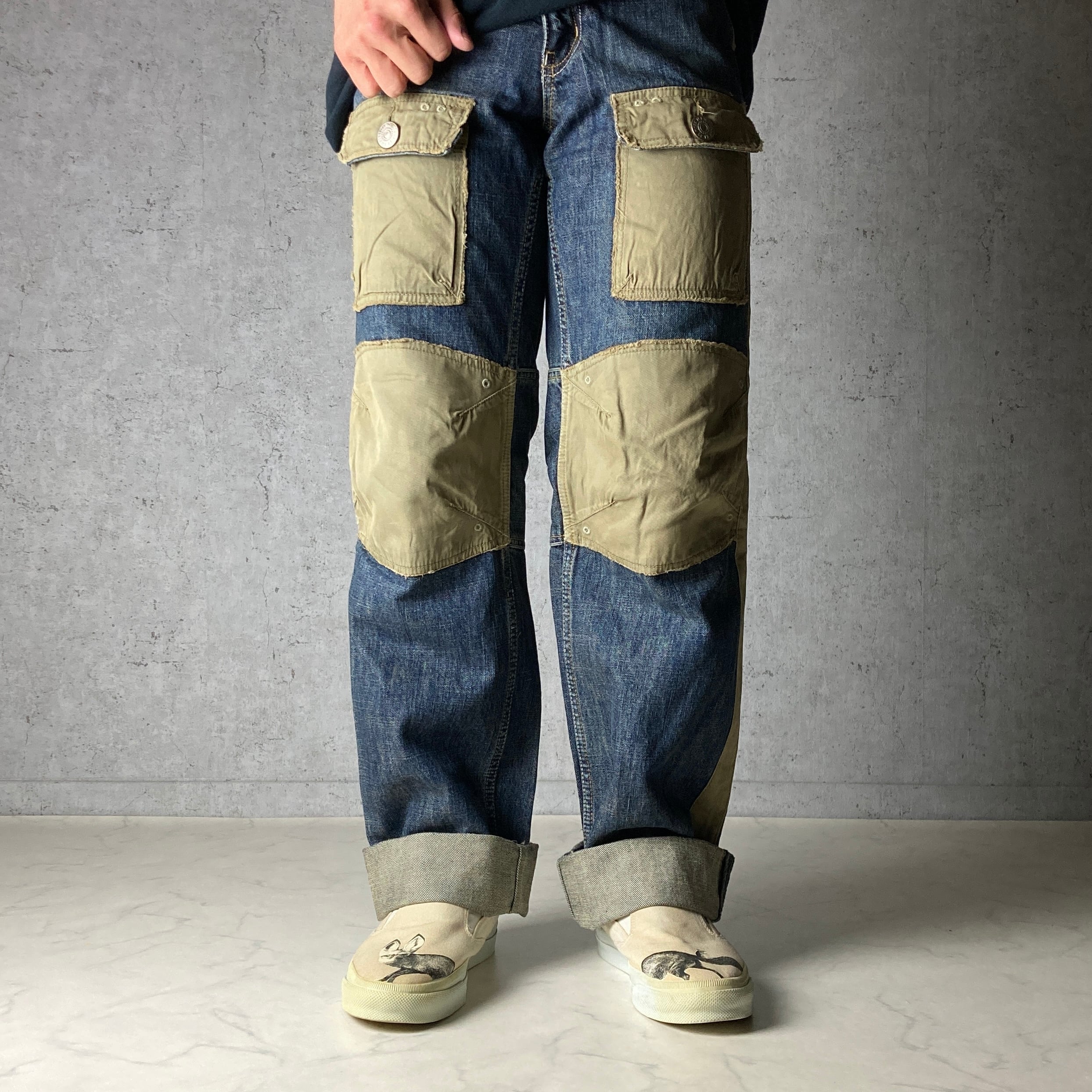腰幅WAIST〜1002000s gimmick Wrinkle flare pants y2k - ワークパンツ