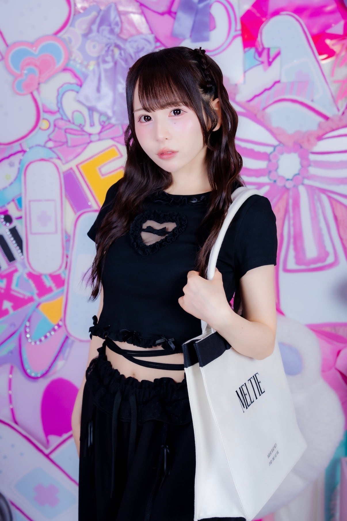 ribbon canvas tote bag〈LARGE〉