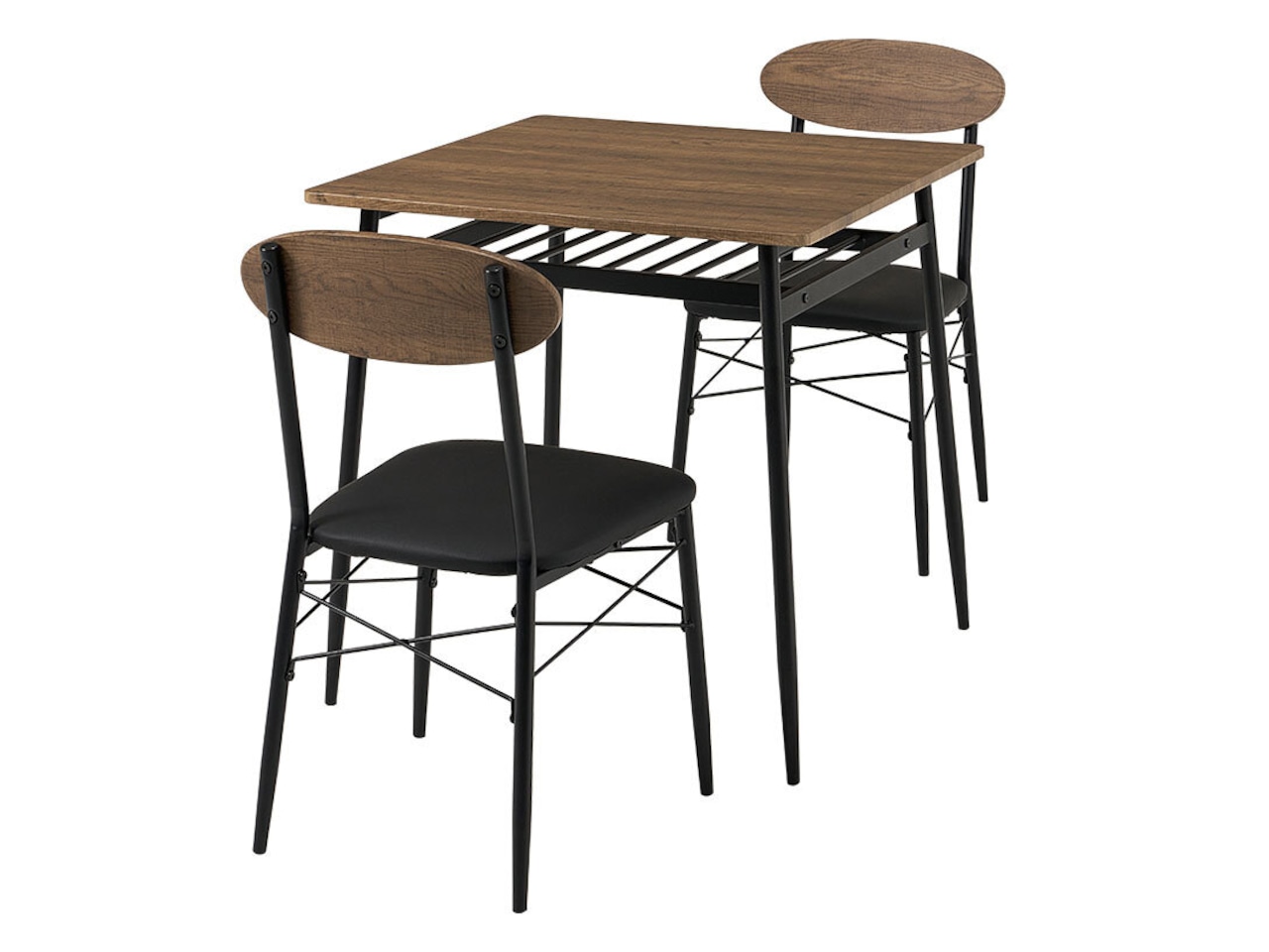 70cm角 カフェテーブル3点セット(ライトブラウン)・画像2
