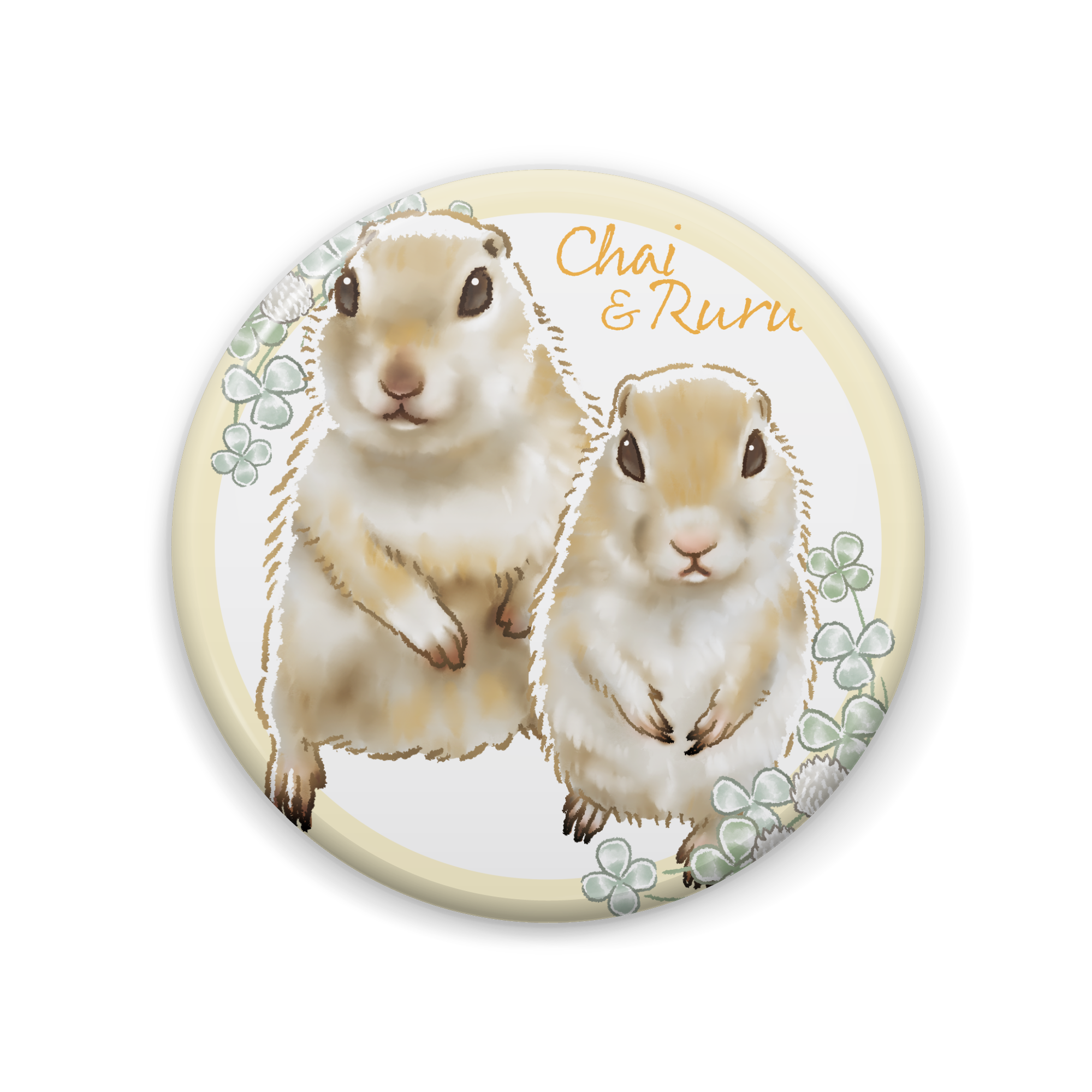 缶バッジ57mm 卯月まめのもふもふイラスト屋さん