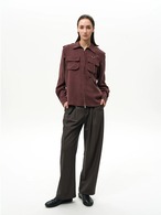 Slight Vogue Matte Cupro Military Zip Shirt
