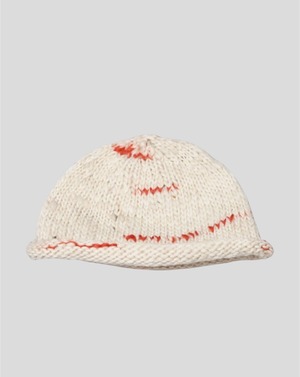 CC WOOLEN ROLL HANDKNIT HAT -CREAM-