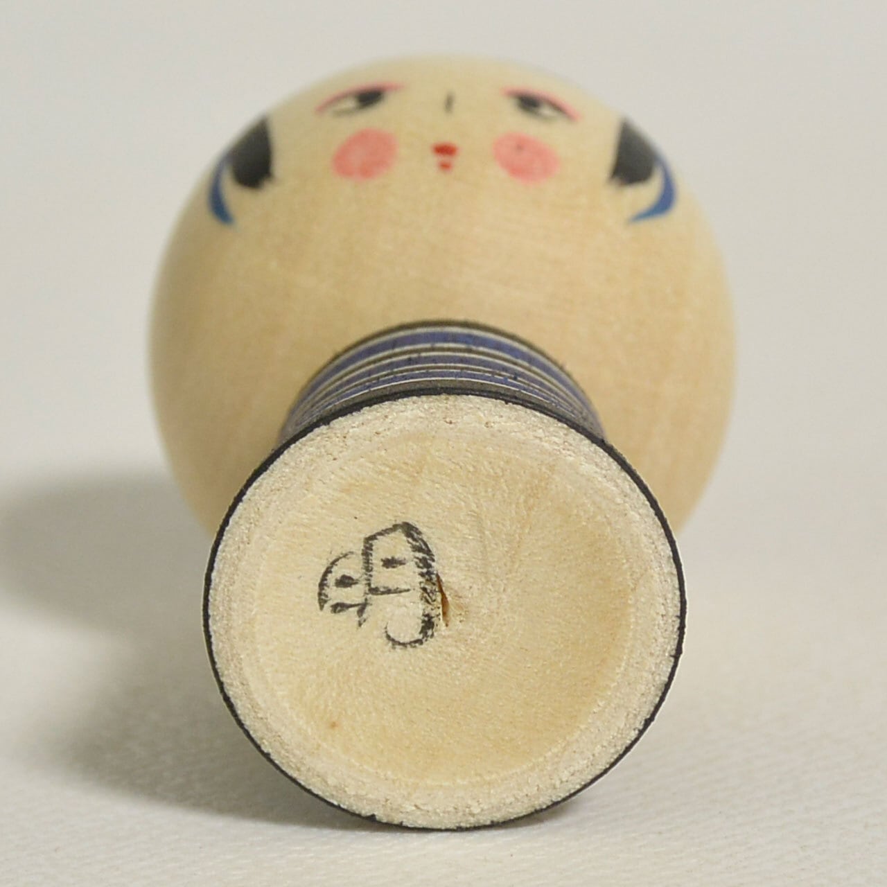 青の小寸こけし（ミニこけし） 約1.5寸 約4.5cm 鈴木明 工人（作並系