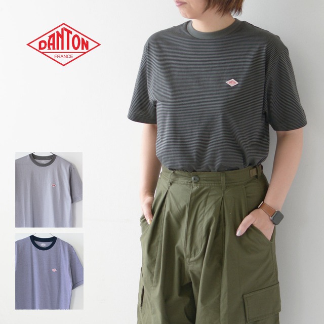 DANTON [ダントン] W's T/C INNER T-SHIRT BODER [DT-C0195CVT]  テトロンコットン 半袖 インナーTシャツ・コットンTシャツ・ボーダー・インナーライク・ボーダーTシャツ・シンプルTシャツ・LADY'S [2024SS]