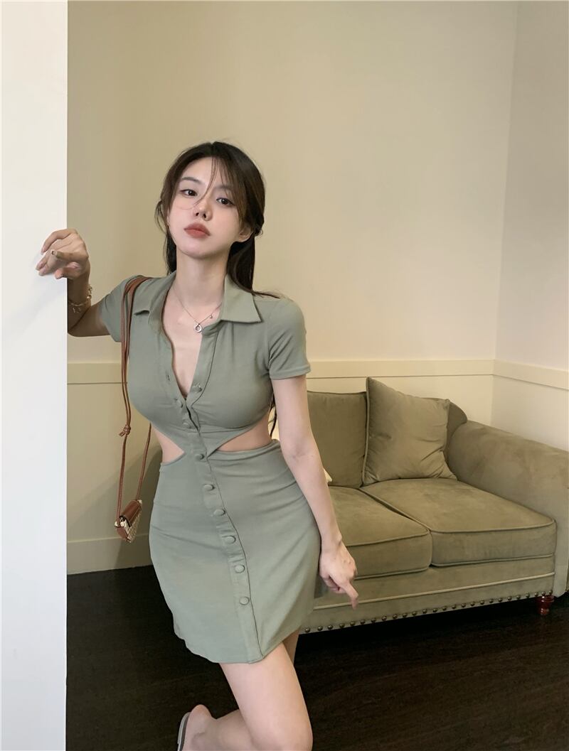 Vネックドレス サマーショートスカート ウェスト薄手 夏物 ヨーロピアン ブラックストロベリース39991599301