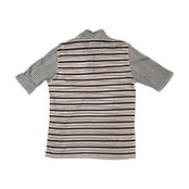 dabat アダバット ボーダー柄 ハーフジップ 天竺コットン ストレッチ 半袖Tシャツ サイズ 40 /ワールド/日本製