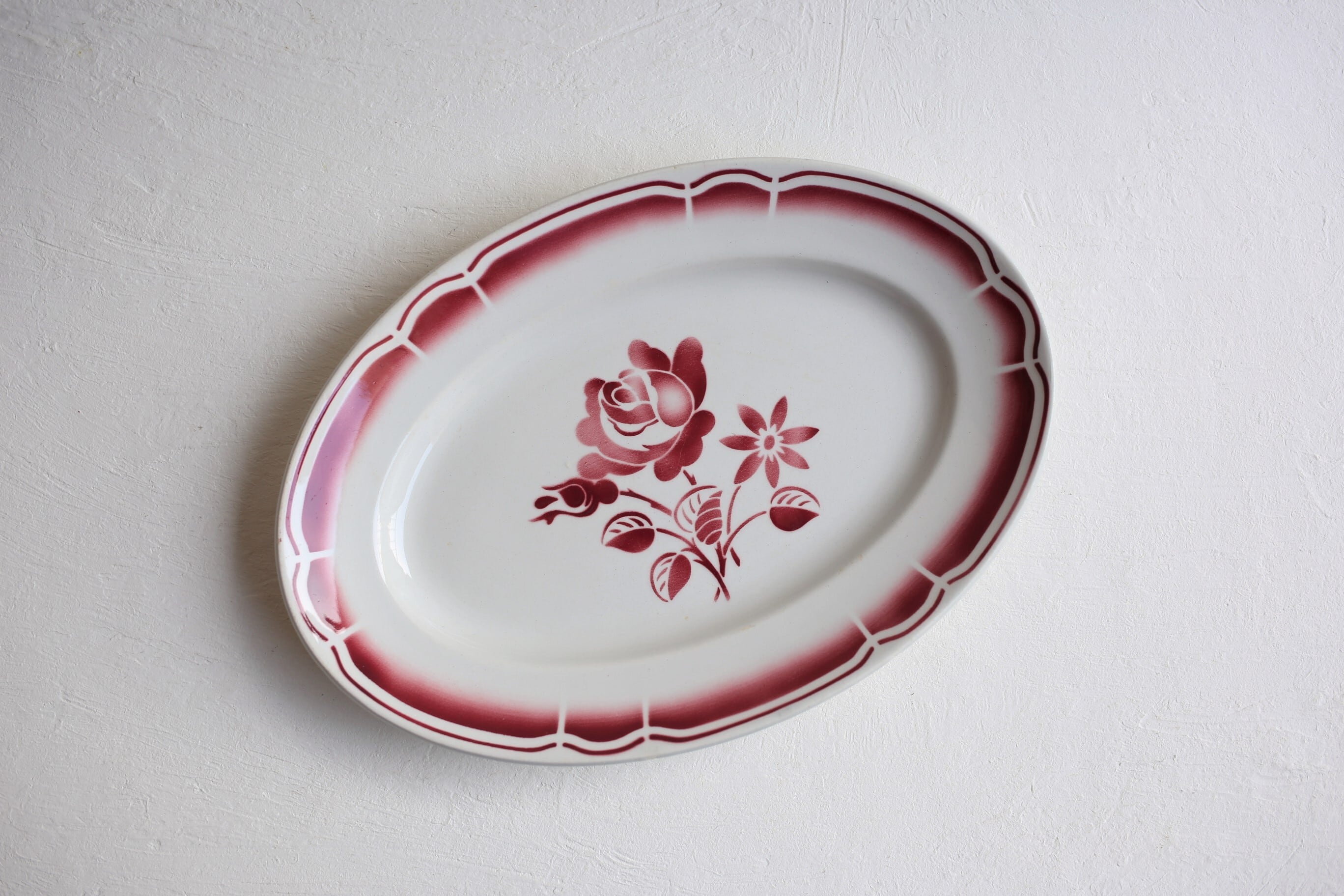 フランスアンティーク　Badonviller オーバル皿 フランス アンティーク ヴィンテージ Badonviller 大きめのオーバル皿