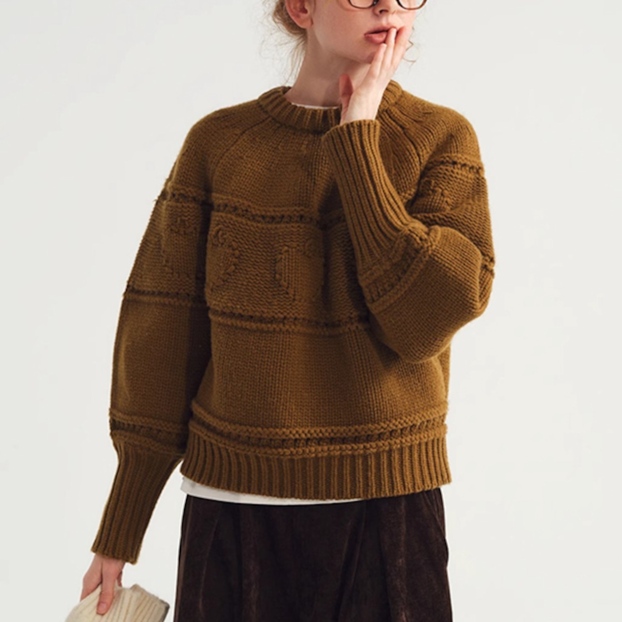 【２color】灯りのリズムで編む林檎のニット《P0315》