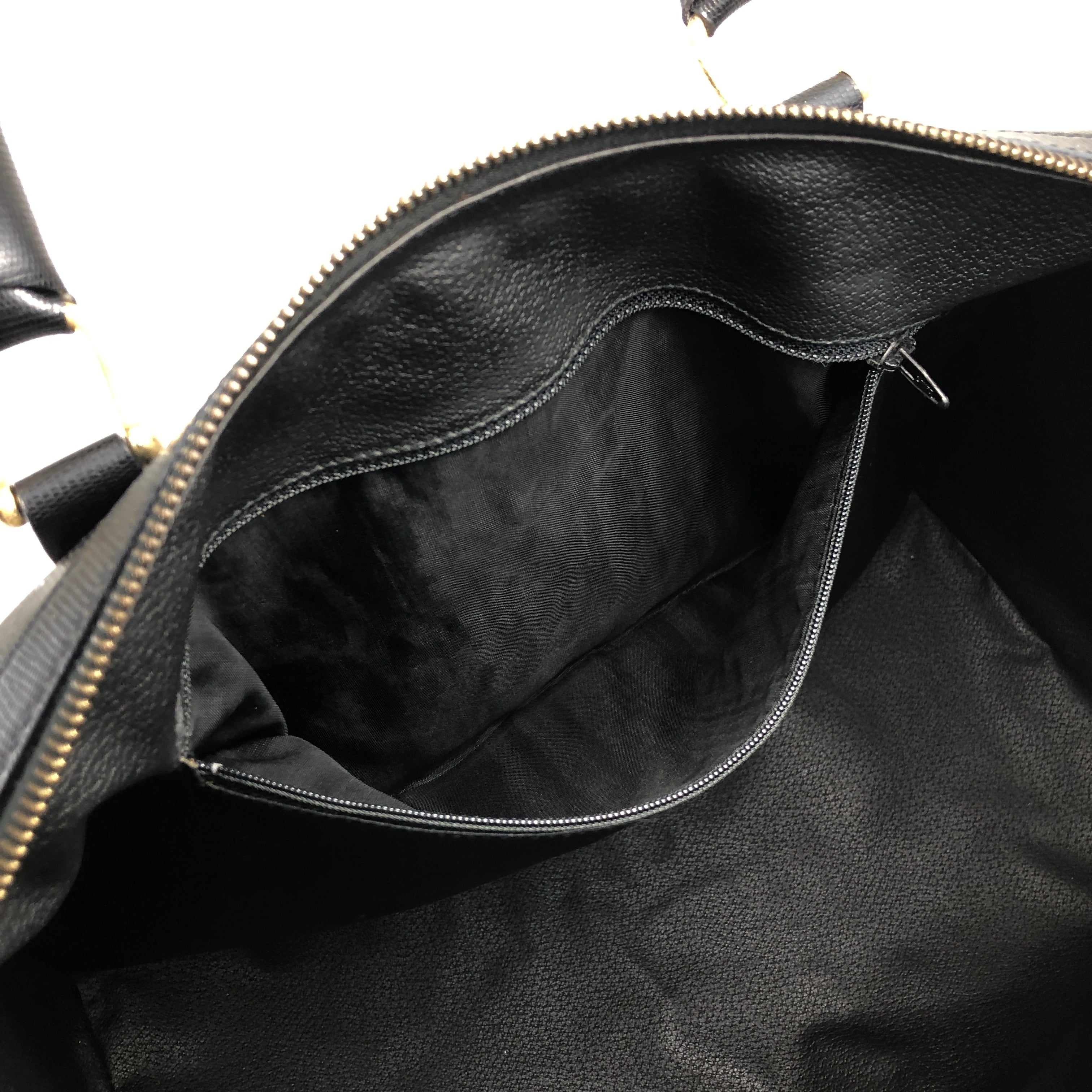 CELINE セリーヌ ハンドバッグ ブラック ロゴ型押し レザー ボストン