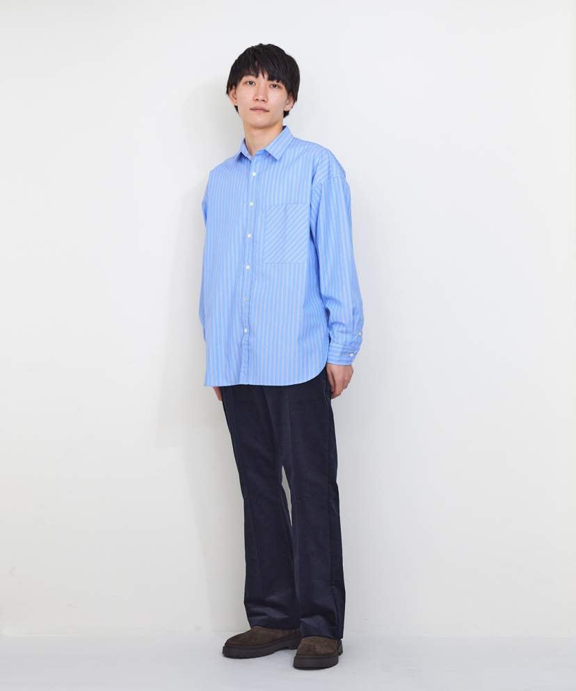 CTTN STRIPE BIG SHIRT / 綿ストライプBIGシャツ (LIGHT BLUE) | KICS