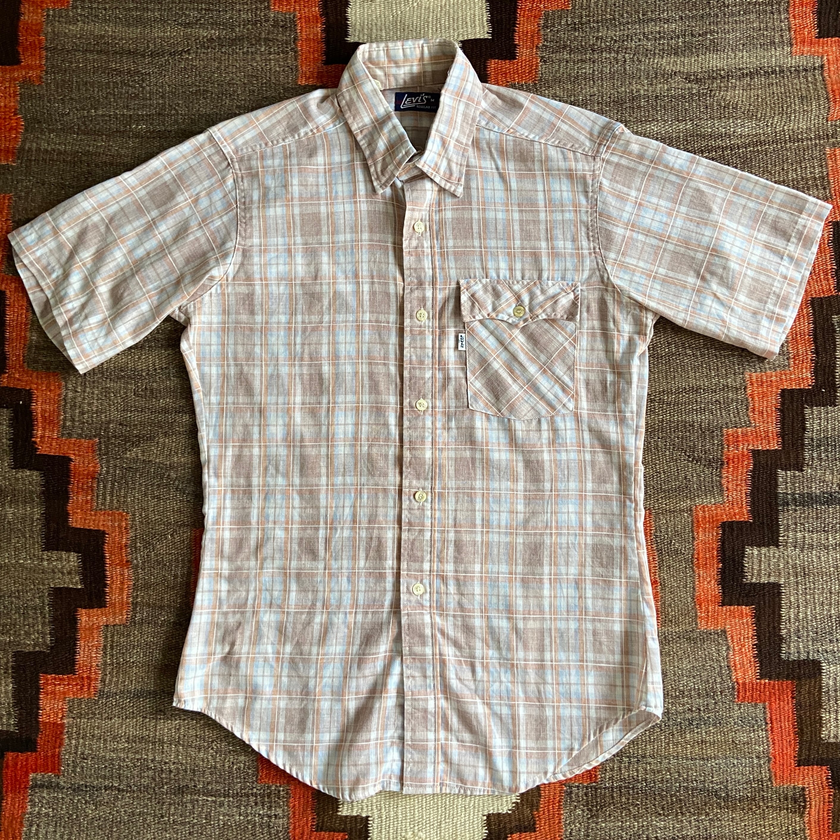 1970s Levi's 青タグ S/S Check Shirt M Made in USA F696