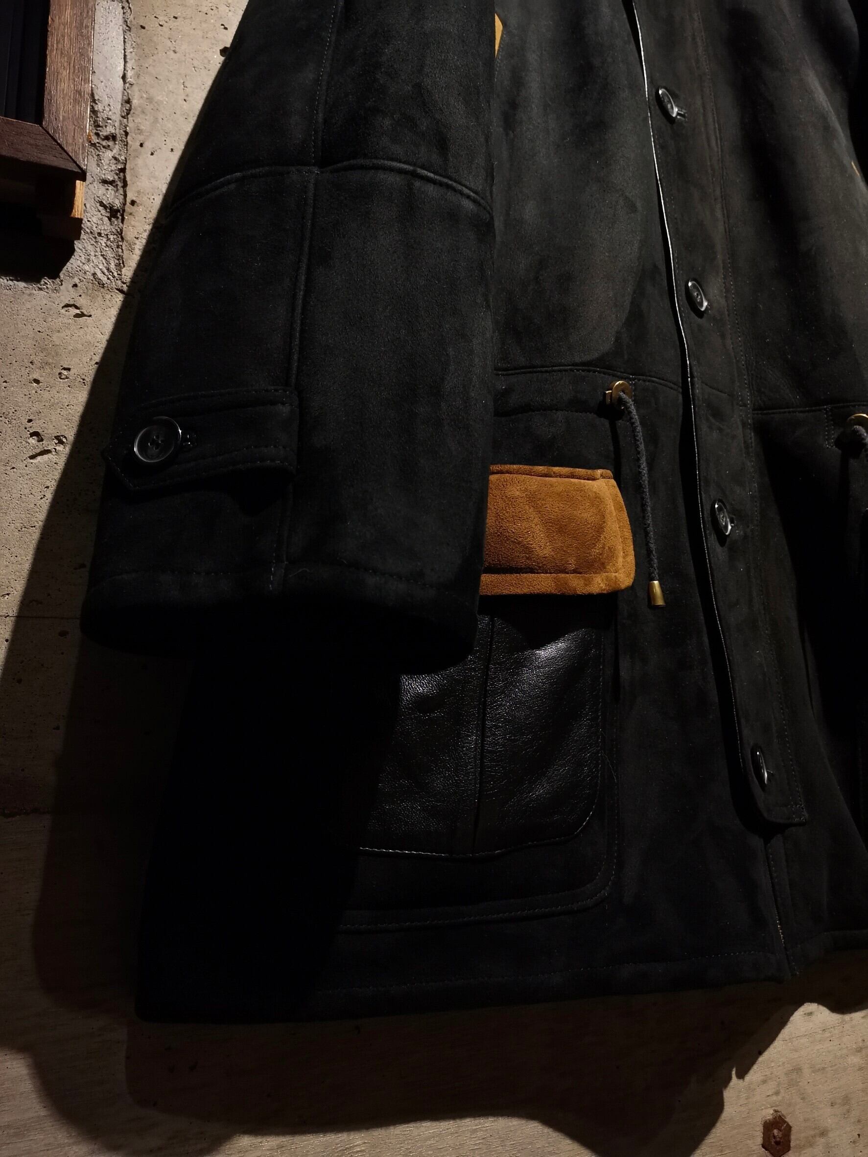 Caka】Special Vintage Nubuck Leather Bicolor Design Loose Mouton 