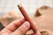★不定期販売★ 新型 硬度表示窓付き革軸芯ケース 【特上ヌメ革節目模様 ブラウン】