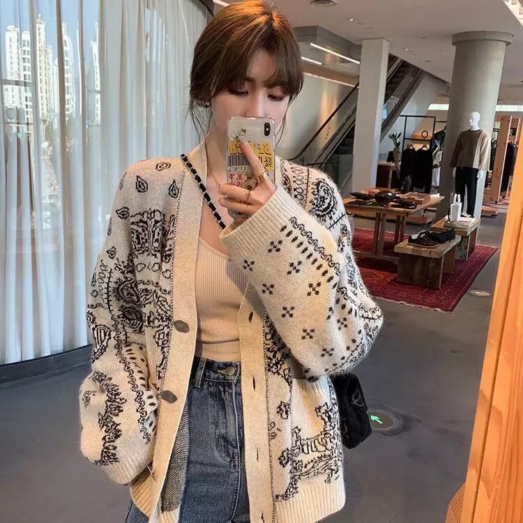 【2color】ペイズリーニットカーディガン