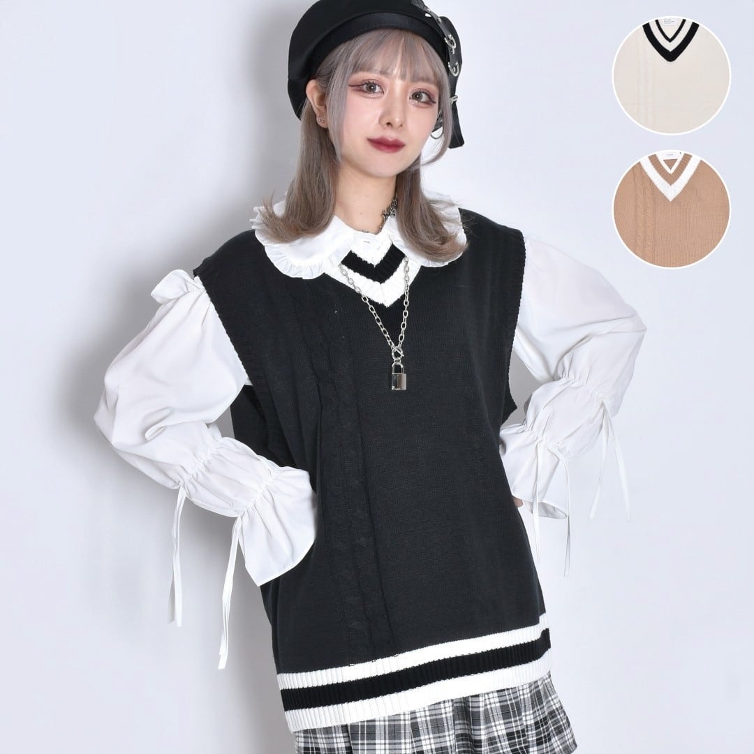 Popteen掲載】ハーフケーブルニットベスト | VOLCAN&APHRODITE