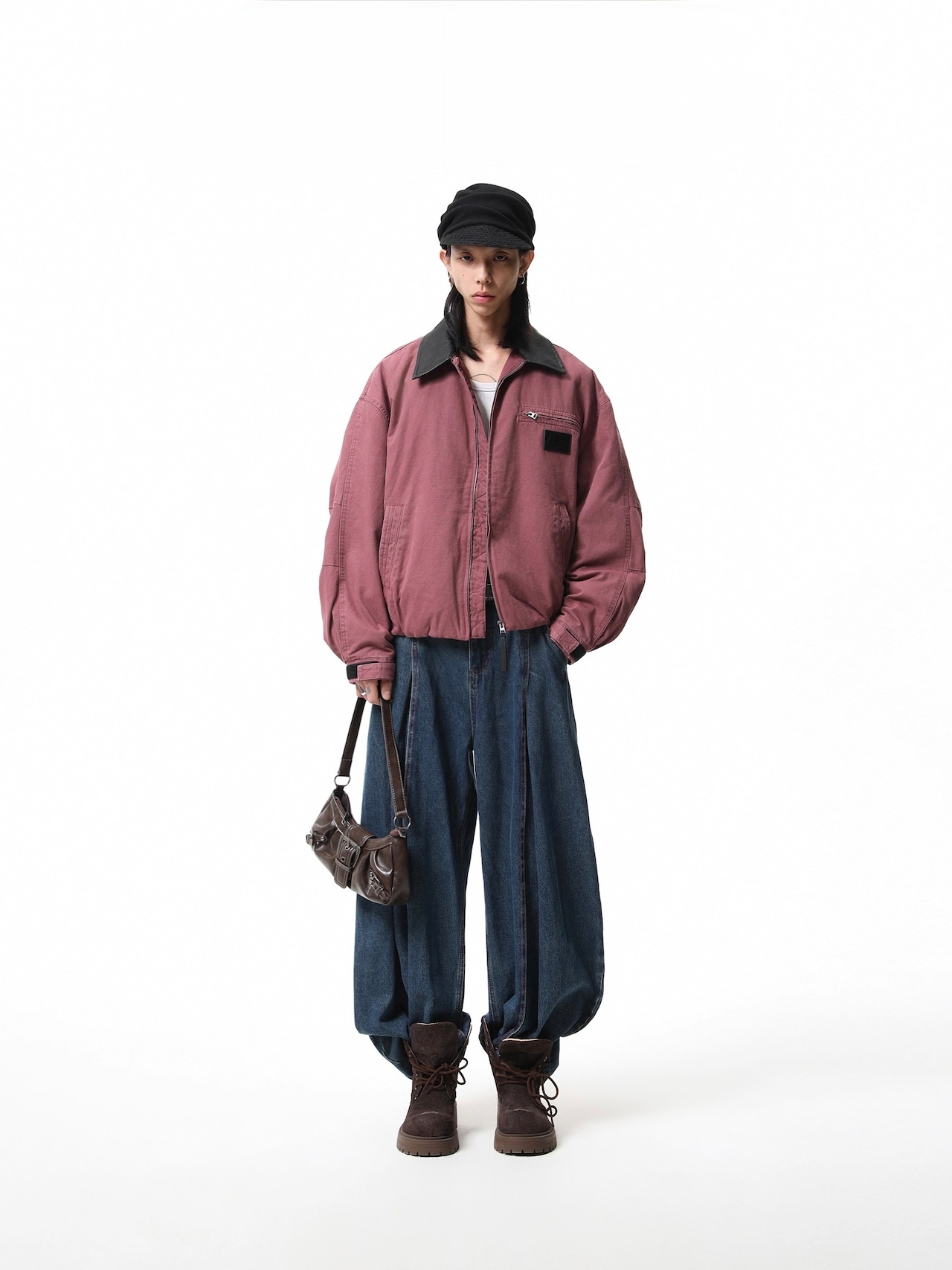 BOOGOOVOGUE Vintage Faux Fur Denim Bomber