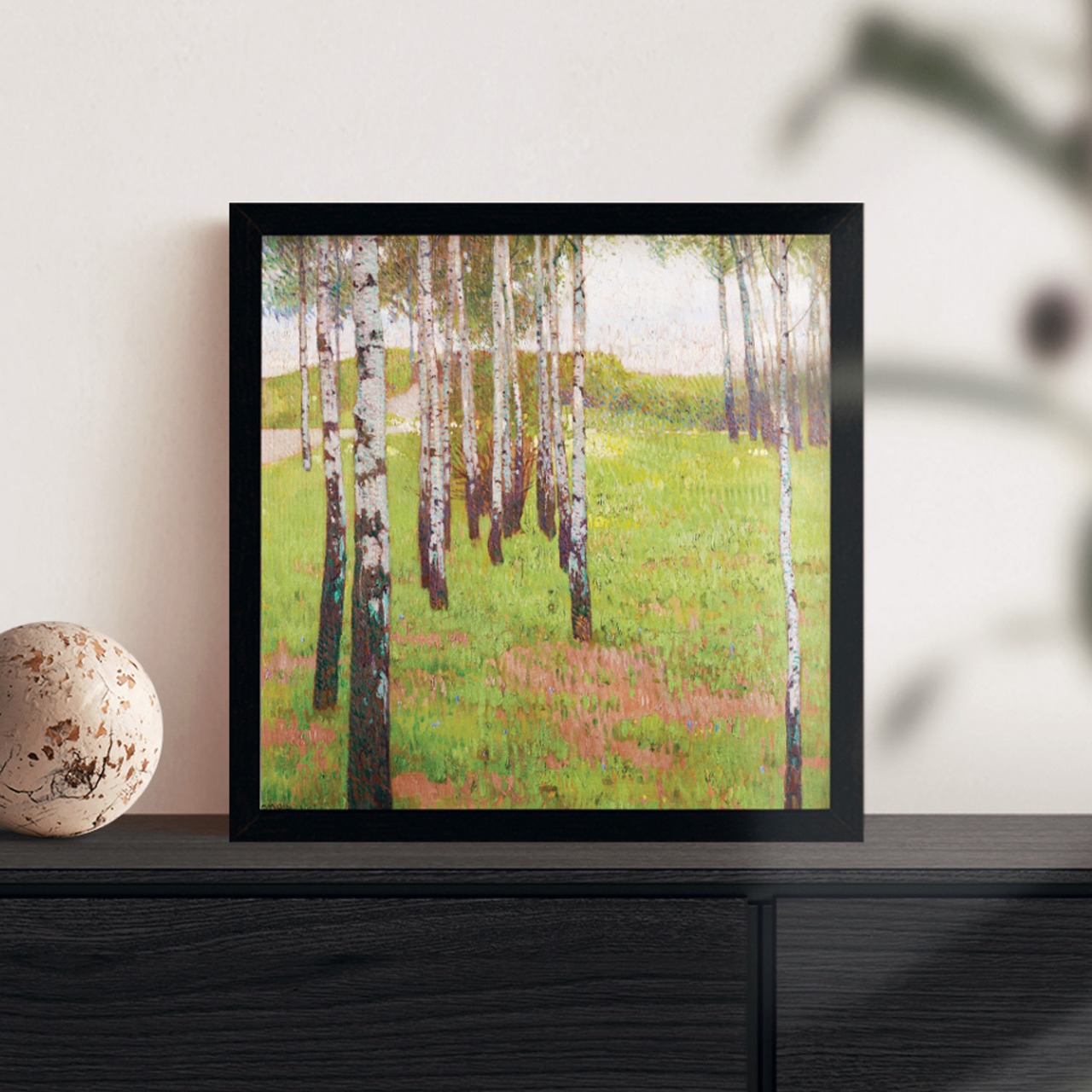 [額縁付き] Birch grove in the evening light カール・モル アートポスター 323×323mm 風景画 額装 天然木 ポスターフレーム 木製 絵画 日本製 APFS029 - 1