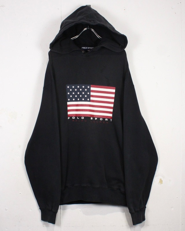 【Caka act2】90's “POLO SPORT” Stars and Stripes Loose Pullover Hoodie