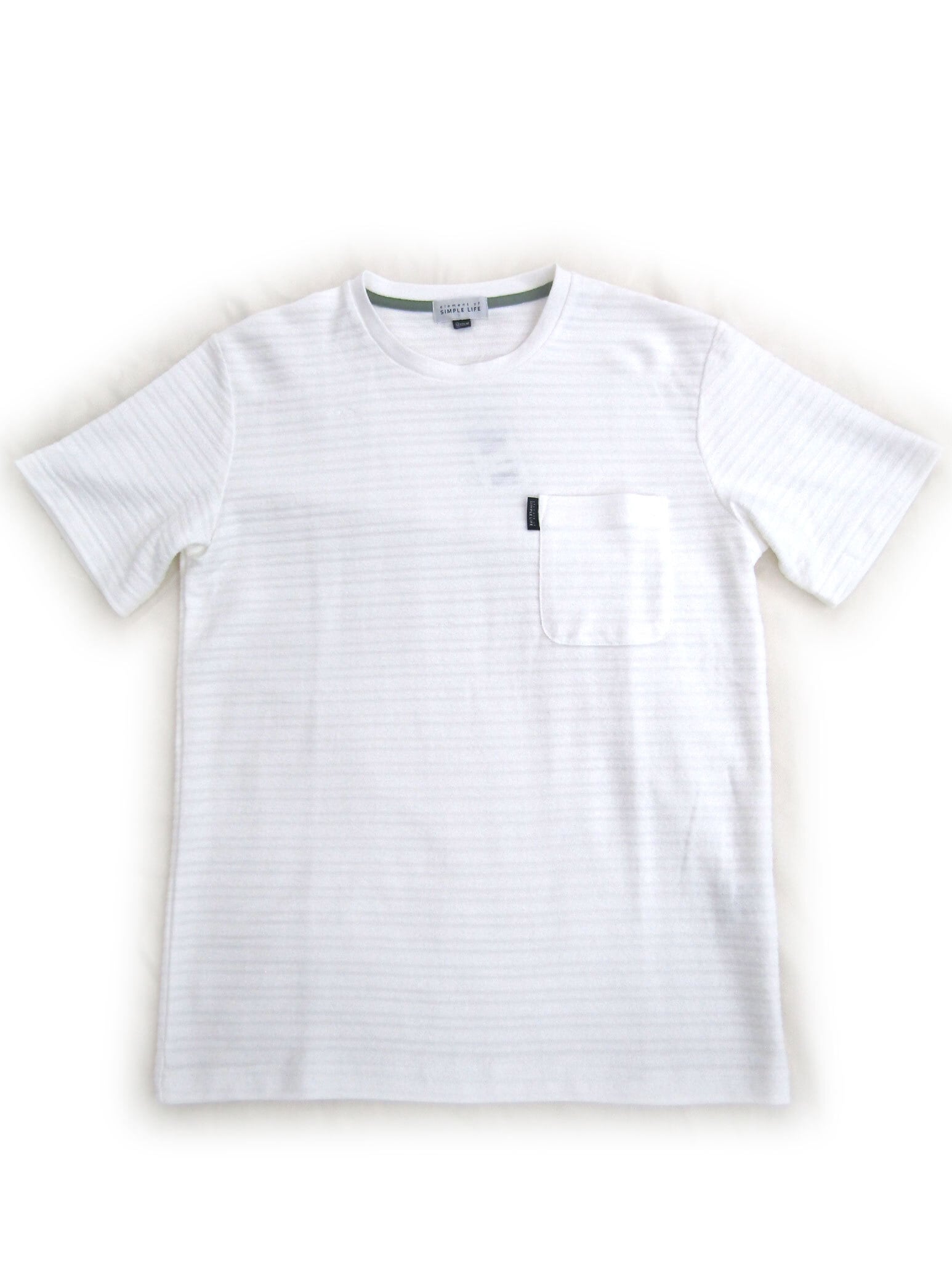 綿パイルクルーネックTシャツM～LL（ホワイト/グレー）