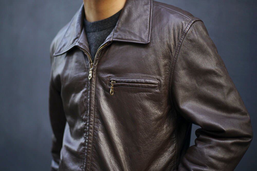 ST.JOHNS BAY] Single Zip-up Leather Jacket [1990s] Vintage Single