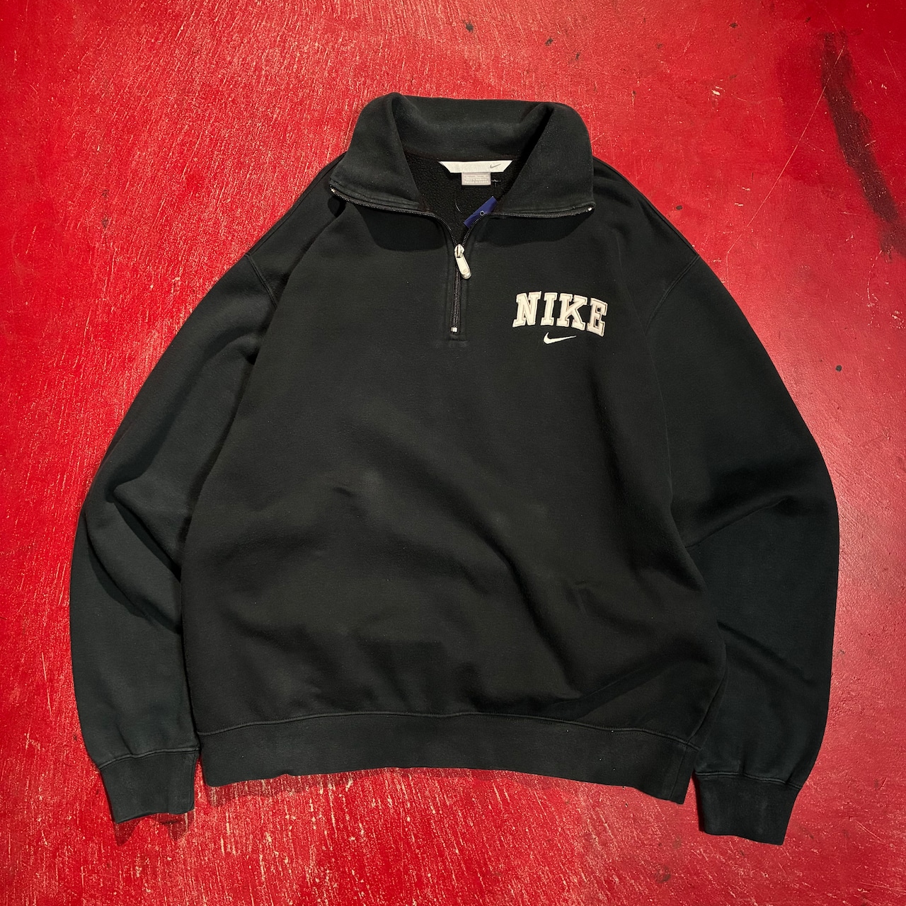 00s NIKE ハーフジップスウェット 黒 ナイキ ワンポイント