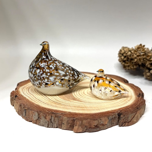 Glass Bird No.26 親子 木の台座付き