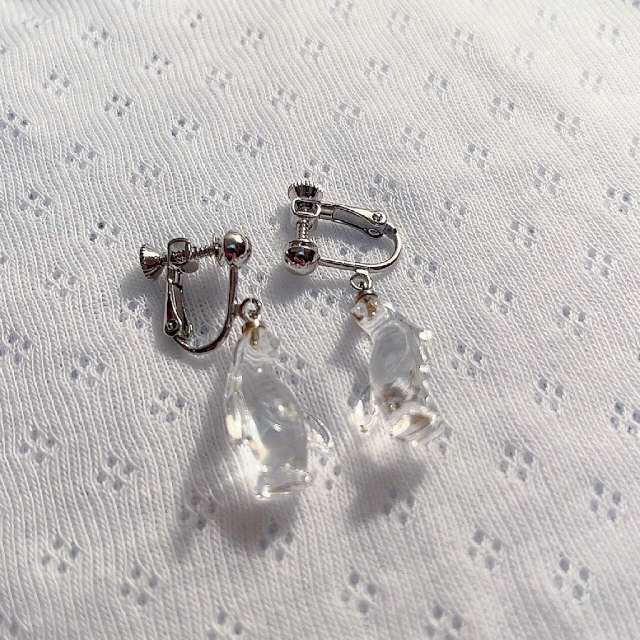 clear penguin earring