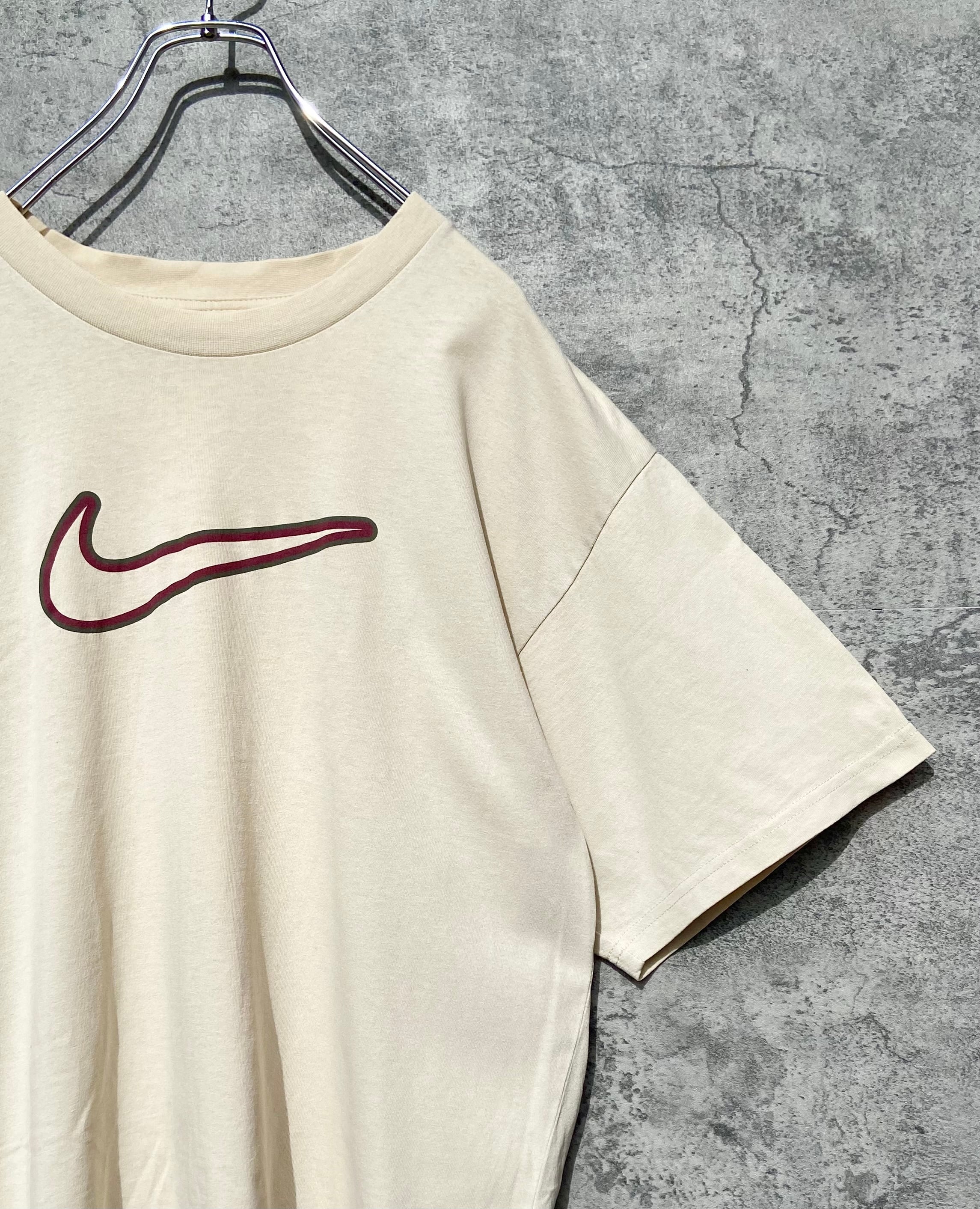 90s ナイキNIKE Tシャツ スウォッシュロゴ ベージュ | 【古着 らくふる