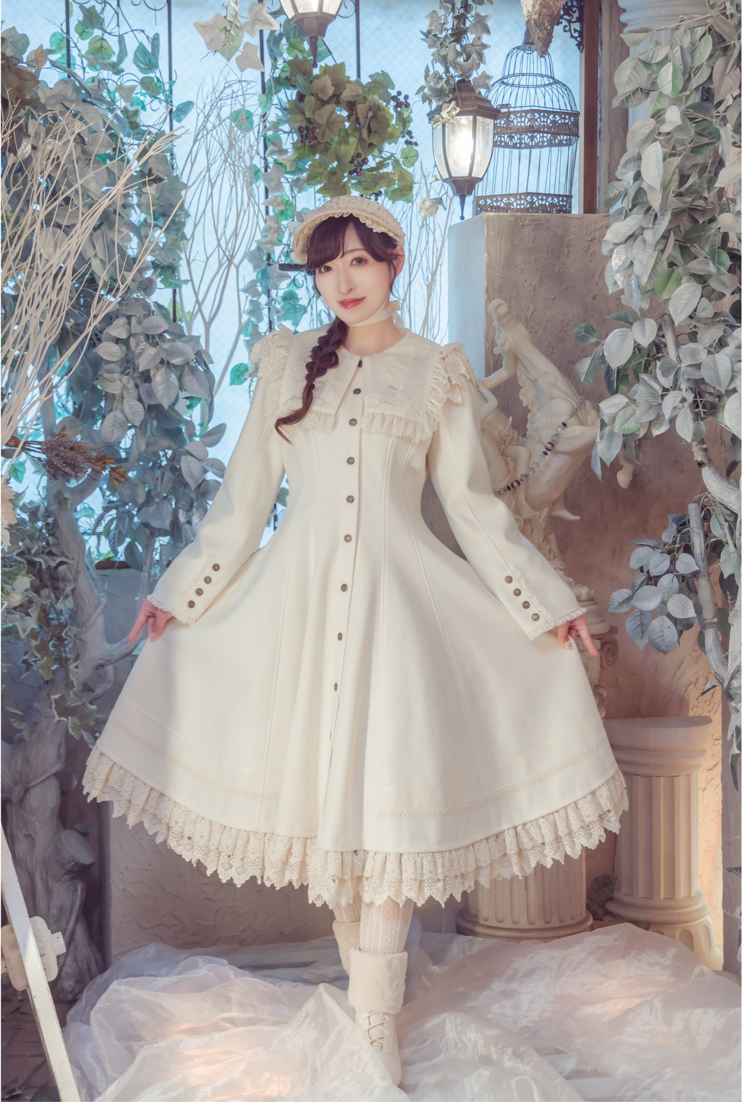 冬の花束 スクエア襟コートワンピース | HoshibakoWorks