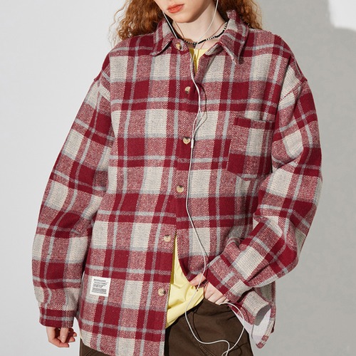 american checked loose shirt　アメリカンチェック柄ルーズシャツ　J0225