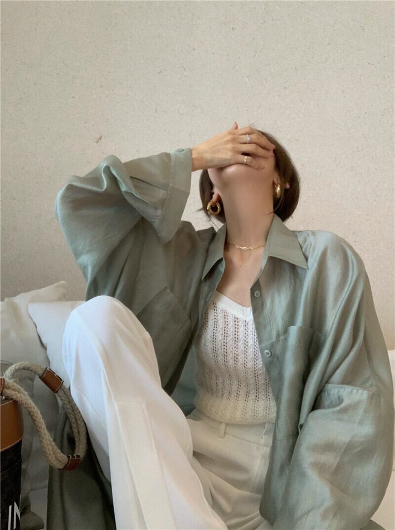 シャツ ジャケット サマーイエロー ロング 夏物 ブラックストロベリース59580787345