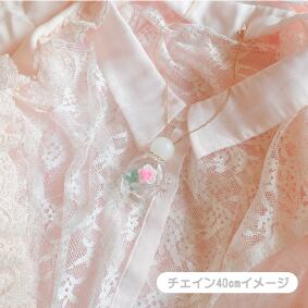 (レースリボン)Hand painted perfume neckless ペイント香水瓶ネックレス