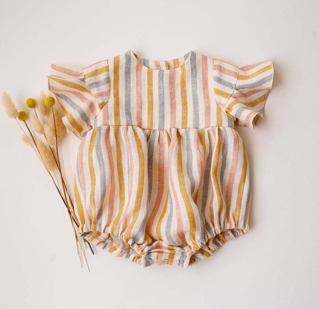 Rainbow Linen Flounce Sleeve Bubble Playsuit 12-18