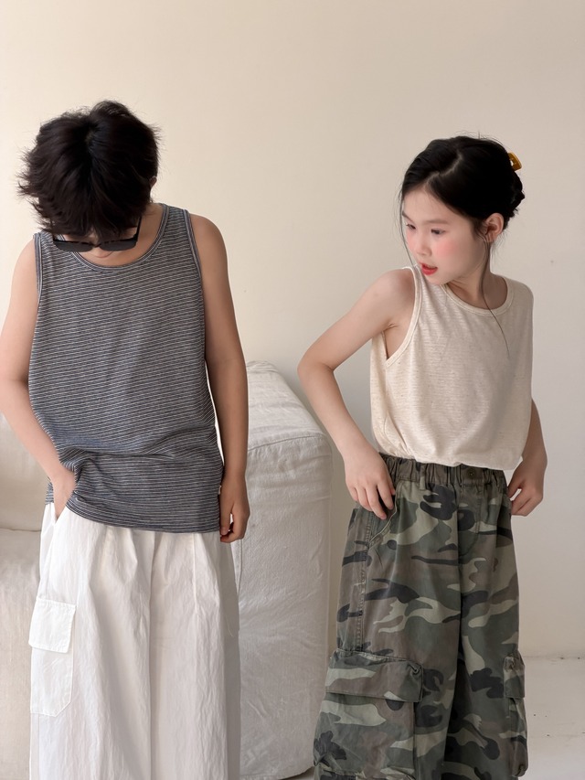 【KID】迷彩柄ワイドシルエットロングカーゴパンツ - 13