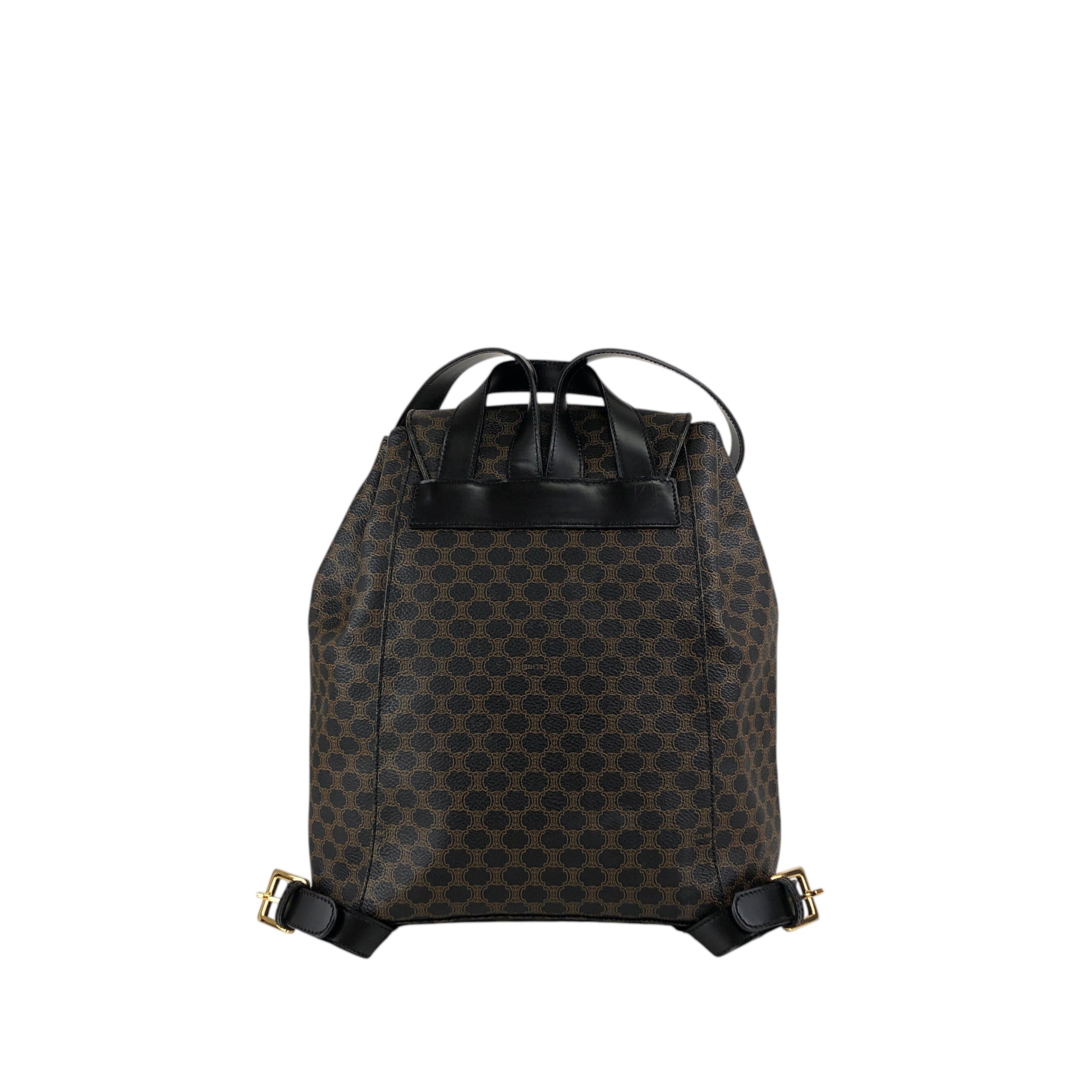 CELINE セリーヌ マカダム リュック ブラック ロゴ PVC レザー バック