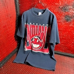 90s USA製LOGO7 MLB INDIANS ワフー酋長 ロゴTシャツ ネイビー