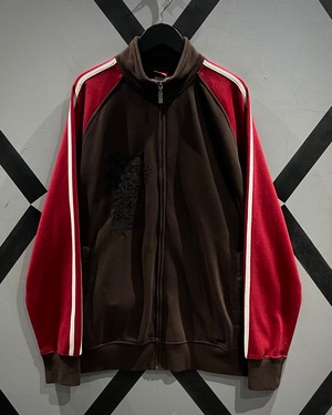 【X VINTAGE】Embroidery Design Vintage Loose Zip Up Sweat Jacket