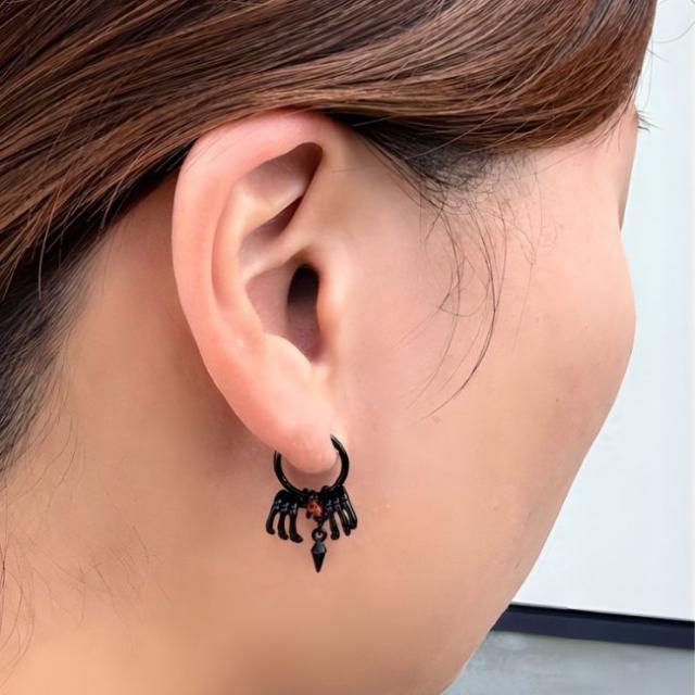 ボディピアス 16G ブラックスパイダー ハロウィンピアス ワンタッチ