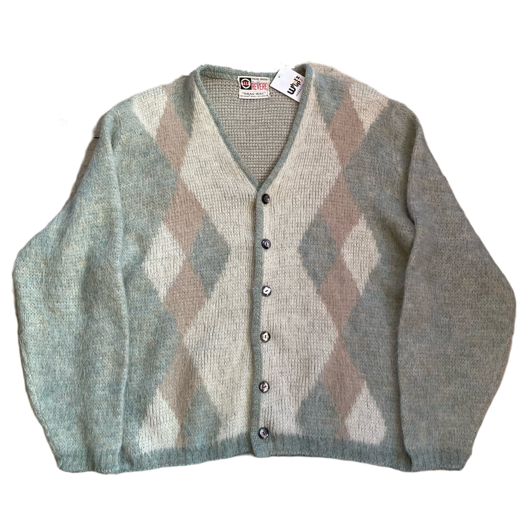 60s REVERE argyle mohair knit cardigan | What’z up powered by BASE