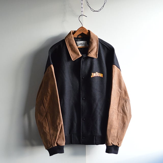 90s JIM BEAM（ジムビーム） ビッグシルエット袖革スタジャン カナダ製