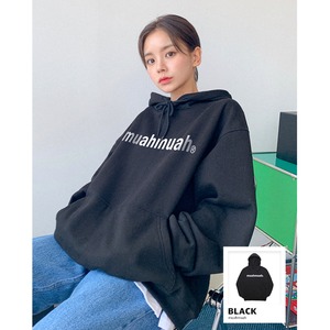 [MUAH MUAH] lower logo over fit raised hoodie ムアムア 正規品  韓国 ブランド 韓国ファッション 韓国代行 パーカー