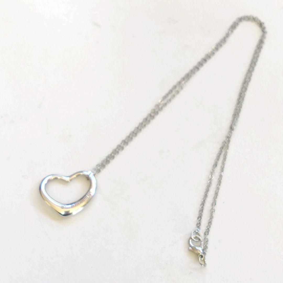 美品TIFFANY ティファニー オープンハート ネックレス シルバー ロゴ