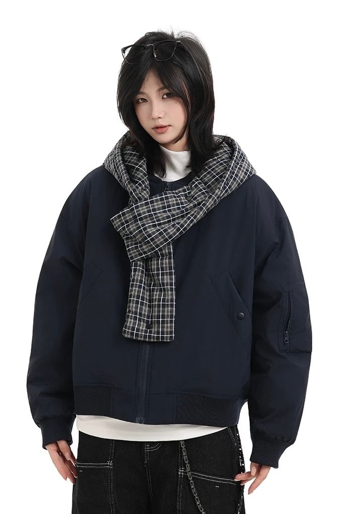 チェックマフラーブルゾン / CHECK SCARF PADDED BLOUSON